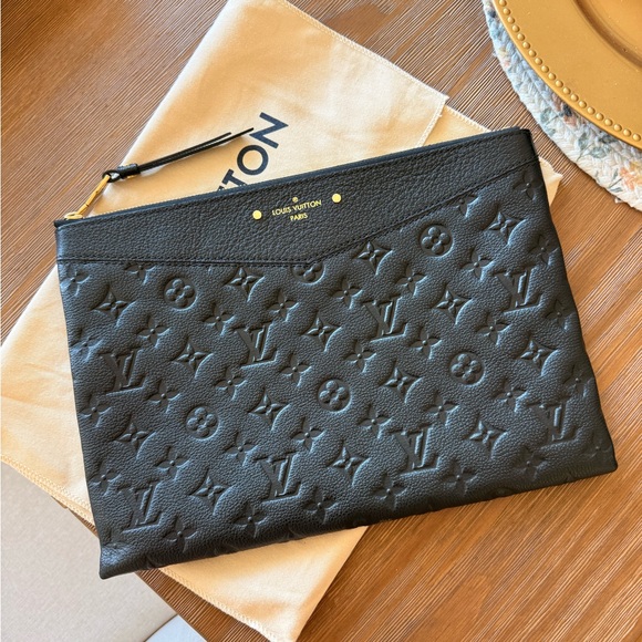 Louis Vuitton Handbags - Louis Vuitton Black Embossed Monogram Zip Pouch